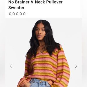 NWT Billabong No Brainer V-neck Knit Sweater - Multicolor - L/12
